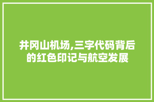 井冈山机场,三字代码背后的红色印记与航空发展