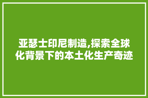 亚瑟士印尼制造,探索全球化背景下的本土化生产奇迹