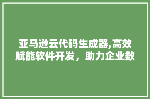 亚马逊云代码生成器,高效赋能软件开发，助力企业数字化转型