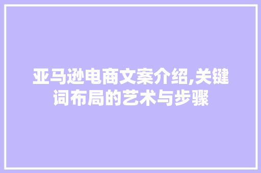 亚马逊电商文案介绍,关键词布局的艺术与步骤