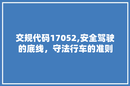 交规代码17052,安全驾驶的底线，守法行车的准则