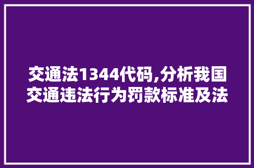 交通法1344代码,分析我国交通违法行为罚款标准及法律依据