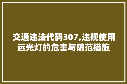 交通违法代码307,违规使用远光灯的危害与防范措施