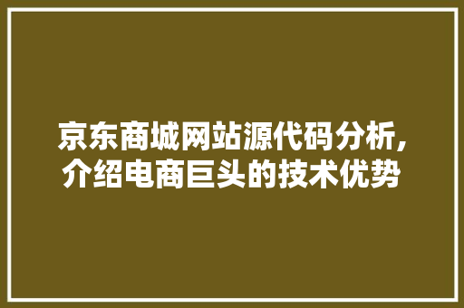 京东商城网站源代码分析,介绍电商巨头的技术优势