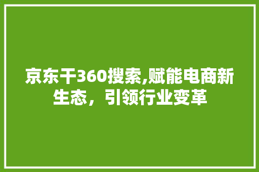 京东干360搜索,赋能电商新生态，引领行业变革