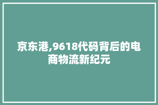 京东港,9618代码背后的电商物流新纪元