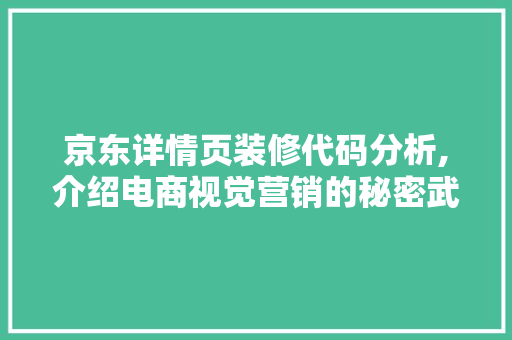 京东详情页装修代码分析,介绍电商视觉营销的秘密武器