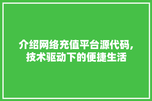 介绍网络充值平台源代码,技术驱动下的便捷生活