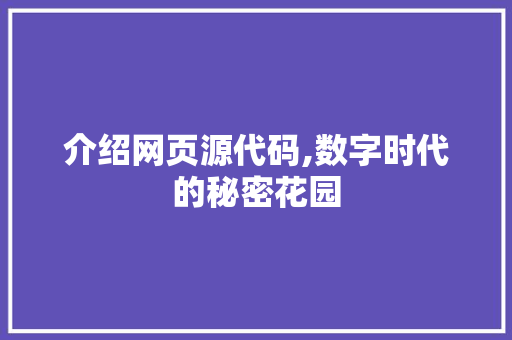 介绍网页源代码,数字时代的秘密花园