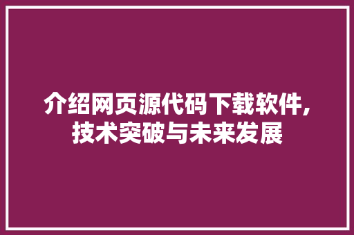 介绍网页源代码下载软件,技术突破与未来发展