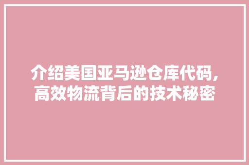 介绍美国亚马逊仓库代码,高效物流背后的技术秘密