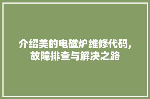 介绍美的电磁炉维修代码,故障排查与解决之路