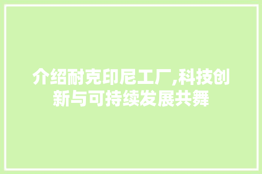 介绍耐克印尼工厂,科技创新与可持续发展共舞