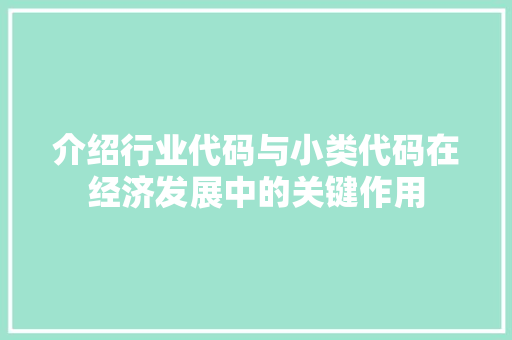 介绍行业代码与小类代码在经济发展中的关键作用