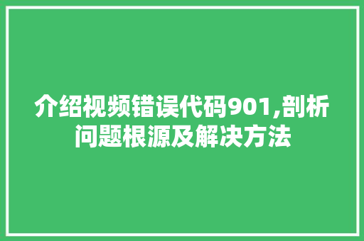 介绍视频错误代码901,剖析问题根源及解决方法