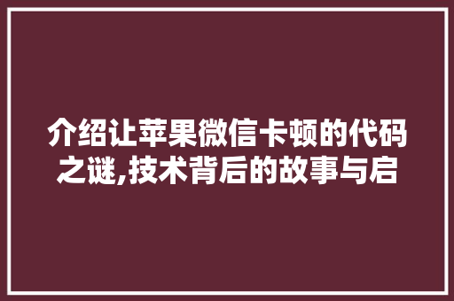 介绍让苹果微信卡顿的代码之谜,技术背后的故事与启示