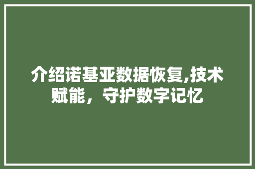 介绍诺基亚数据恢复,技术赋能，守护数字记忆