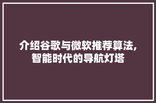 介绍谷歌与微软推荐算法,智能时代的导航灯塔