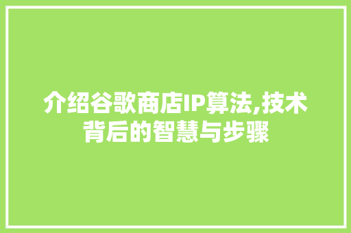 介绍谷歌商店IP算法,技术背后的智慧与步骤