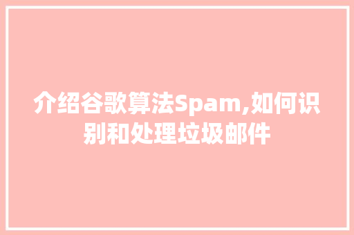 介绍谷歌算法Spam,如何识别和处理垃圾邮件