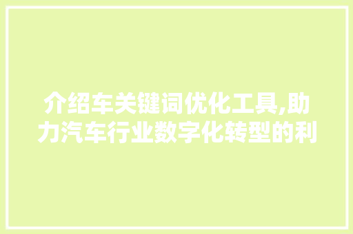 介绍车关键词优化工具,助力汽车行业数字化转型的利器