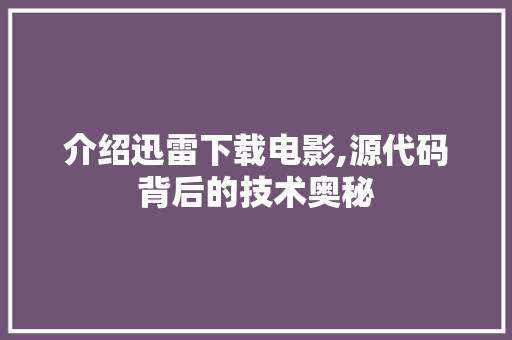 介绍迅雷下载电影,源代码背后的技术奥秘