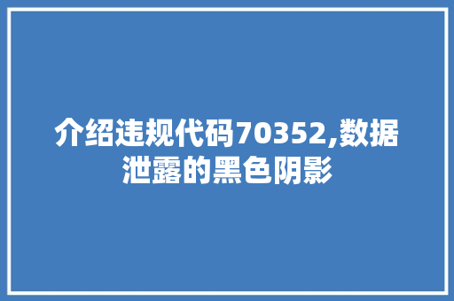 介绍违规代码70352,数据泄露的黑色阴影