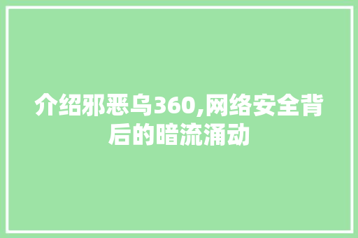 介绍邪恶乌360,网络安全背后的暗流涌动