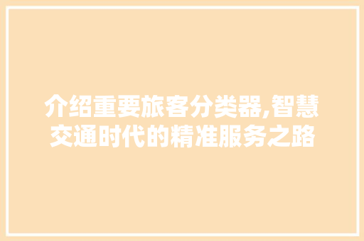 介绍重要旅客分类器,智慧交通时代的精准服务之路