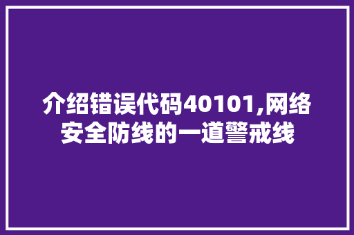 介绍错误代码40101,网络安全防线的一道警戒线