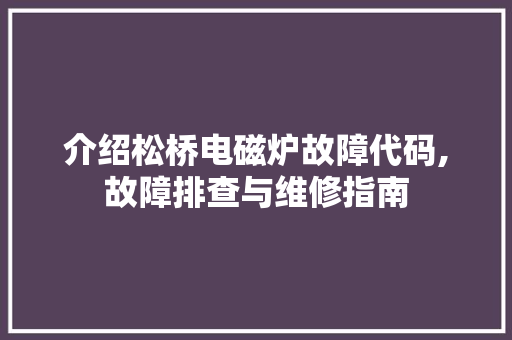 介绍松桥电磁炉故障代码,故障排查与维修指南