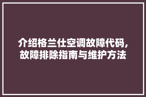 介绍格兰仕空调故障代码,故障排除指南与维护方法