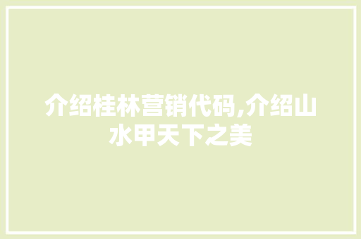 介绍桂林营销代码,介绍山水甲天下之美