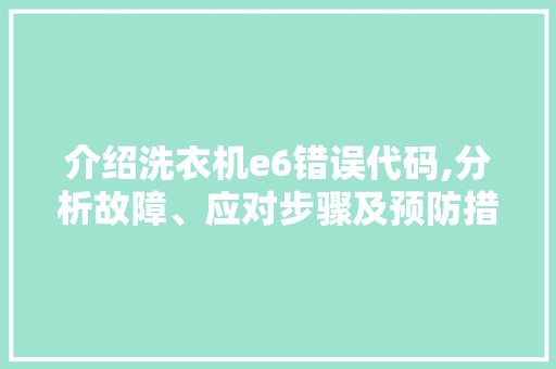 介绍洗衣机e6错误代码,分析故障、应对步骤及预防措施