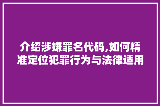 介绍涉嫌罪名代码,如何精准定位犯罪行为与法律适用