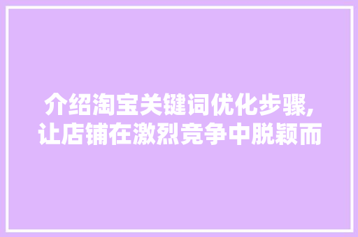 介绍淘宝关键词优化步骤,让店铺在激烈竞争中脱颖而出