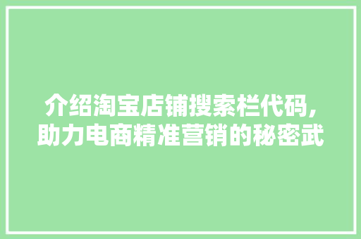 介绍淘宝店铺搜索栏代码,助力电商精准营销的秘密武器