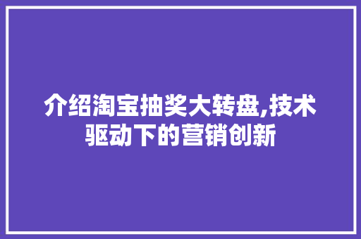 介绍淘宝抽奖大转盘,技术驱动下的营销创新