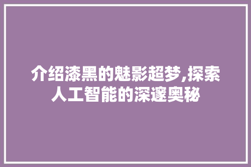 介绍漆黑的魅影超梦,探索人工智能的深邃奥秘