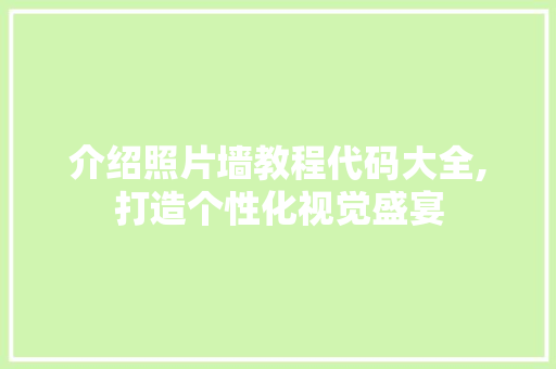 介绍照片墙教程代码大全,打造个性化视觉盛宴