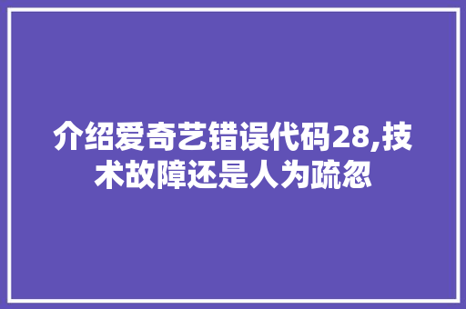 介绍爱奇艺错误代码28,技术故障还是人为疏忽