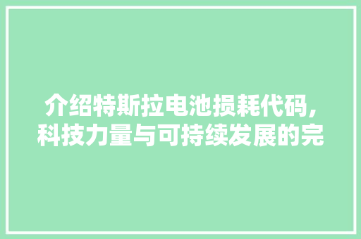 介绍特斯拉电池损耗代码,科技力量与可持续发展的完美融合 GraphQL