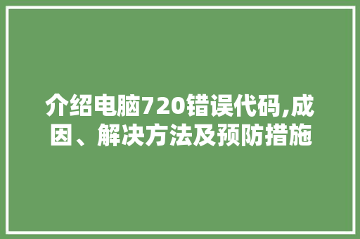 介绍电脑720错误代码,成因、解决方法及预防措施