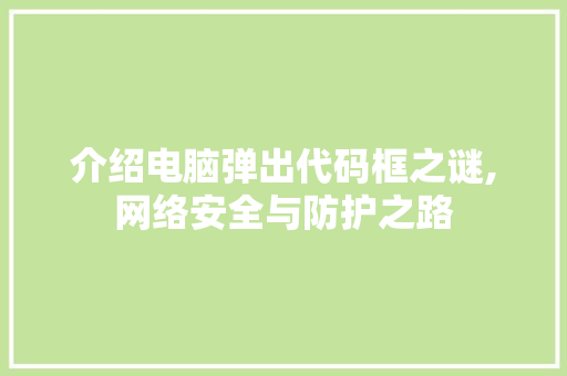 介绍电脑弹出代码框之谜,网络安全与防护之路