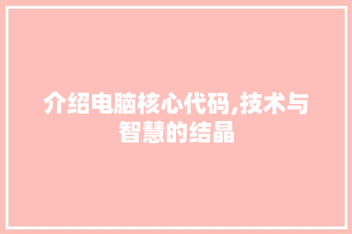 介绍电脑核心代码,技术与智慧的结晶