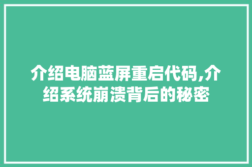 介绍电脑蓝屏重启代码,介绍系统崩溃背后的秘密