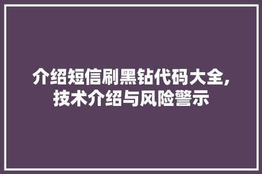 介绍短信刷黑钻代码大全,技术介绍与风险警示