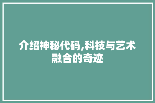 介绍神秘代码,科技与艺术融合的奇迹