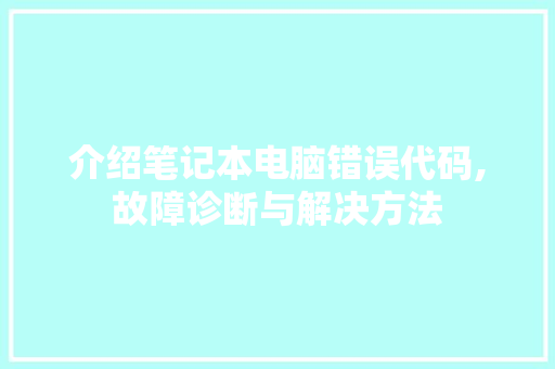 介绍笔记本电脑错误代码,故障诊断与解决方法