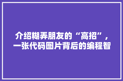 介绍糊弄朋友的“高招”,一张代码图片背后的编程智慧